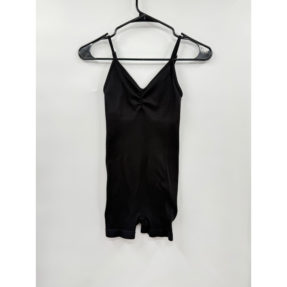 American Eagle Small Romper Womens Black Ribbed V-Neck Adjustable Straps